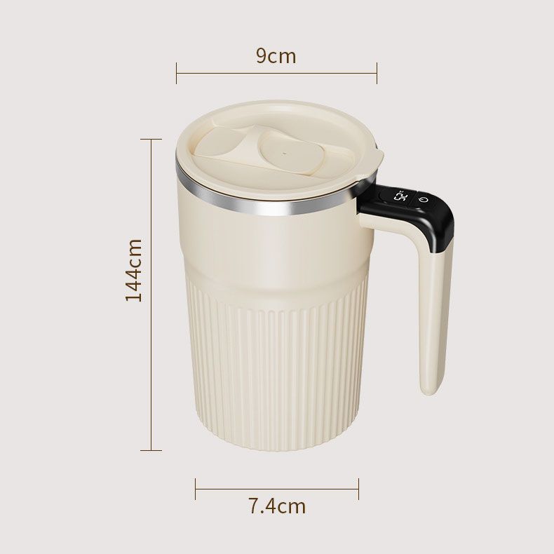 Green Self Stirring Coffee Mug Electric Temperature Display Cup 14.4cm (5.67in) Stainless Steel Insulated Travel Mug with 3-Piece Stainless Steel Straw Set for Coffee Milk Protein Shakes