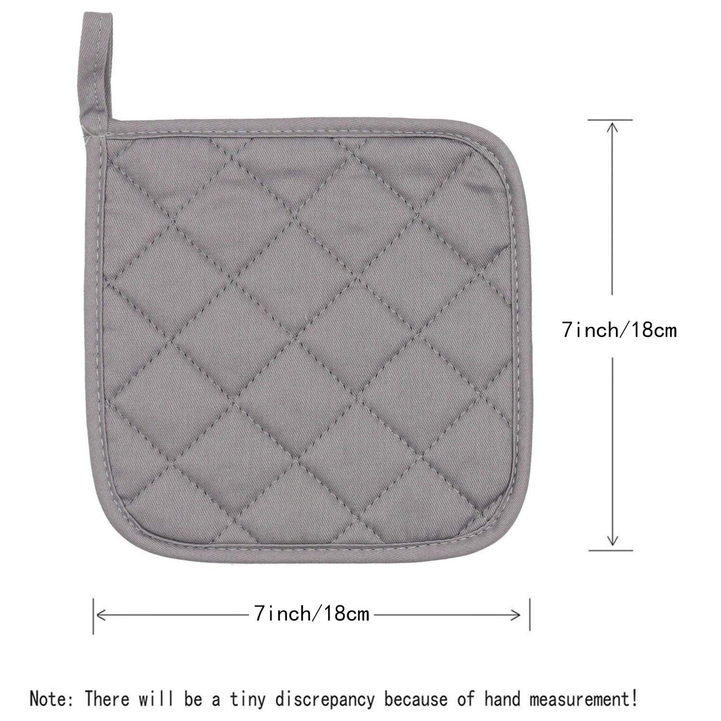 4 Pack Heat Resistant Pot Holders - Green Cotton Silver Coated Quilted Kitchen Heat Pads Non Slip Oven Mats 18x18cm Baking Cooking Microwave Use Durable Thermal Protection