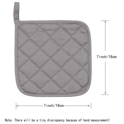4 Pack Heat Resistant Pot Holders - Green Cotton Silver Coated Quilted Kitchen Heat Pads Non Slip Oven Mats 18x18cm Baking Cooking Microwave Use Durable Thermal Protection