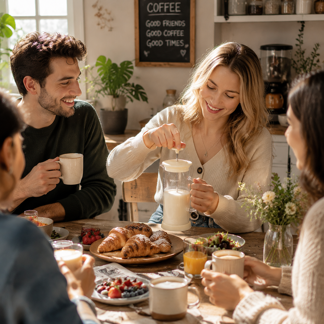 Manual Milk Frother Glass Mug 450ml Hand Press Coffee Foamer Stainless Steel Filter Barista Style Milk Foam Maker for Home Coffee Latte Cappuccino