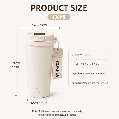 Automatic Stirring Coffee Mug 400ml USB Rechargeable Magnetic Mixing Tumbler with Smart Temperature Display Splash Resistant Lid Portable Coffee Cup for Home Office Travel Gym