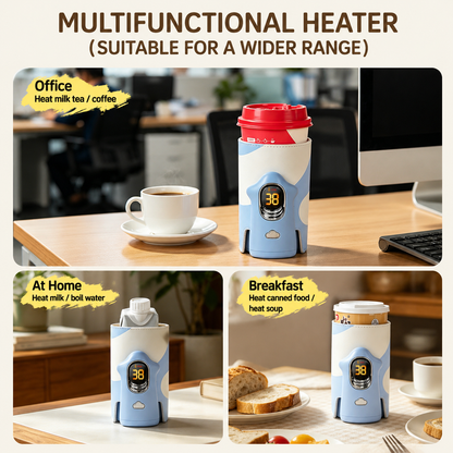 Blue Automatic Stirring Coffee Mug 400ml USB Rechargeable Magnetic Mixing Tumbler with Smart Temperature Display Splash Resistant Lid Portable Coffee Cup for Home Office Travel Gym