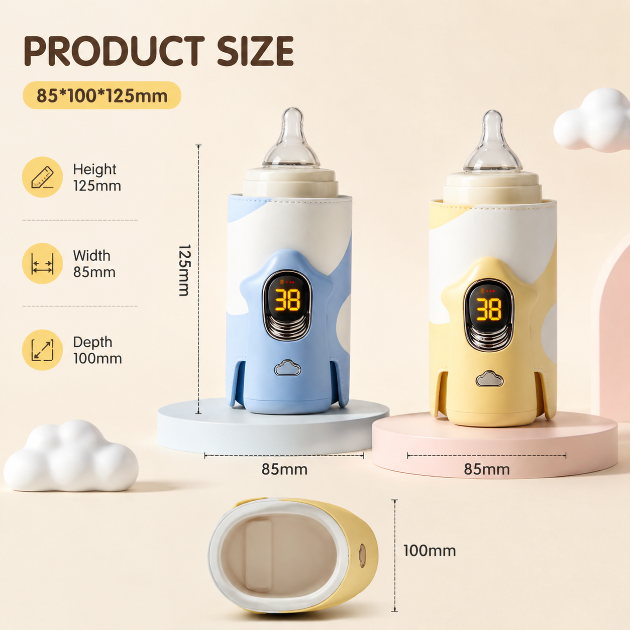 Blue Automatic Stirring Coffee Mug 400ml USB Rechargeable Magnetic Mixing Tumbler with Smart Temperature Display Splash Resistant Lid Portable Coffee Cup for Home Office Travel Gym