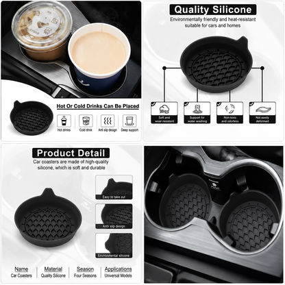 950ml Insulated Stainless Steel Bottle with 4PCS Silicone Anti-Slip Car Cup Coasters â€“ Leakproof Travel Drink Set for Car & Home Use