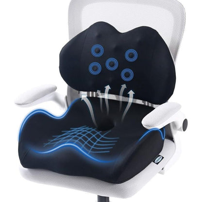 Memory Foam Seat Cushion & Lumbar Support Pillow Set â€“ Ergonomic Office Chair & Car Seat Pad for Lower Back Pain Relief, Hip & Back Comfort