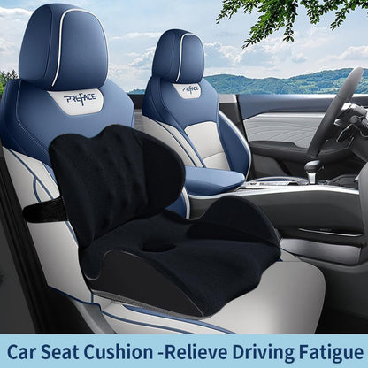 Memory Foam Seat Cushion & Lumbar Support Pillow Set â€“ Ergonomic Office Chair & Car Seat Pad for Lower Back Pain Relief, Hip & Back Comfort