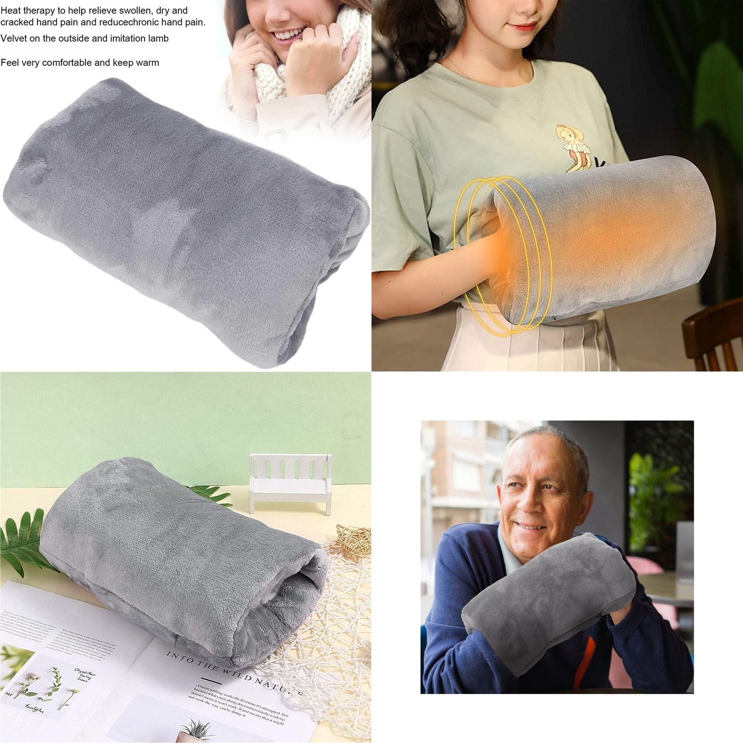 USB Heated Hand Warmer Bag & Foot Warmer Pad Combo Set â€“ Electric Plush Heating Cushion for Home, Office & Travel