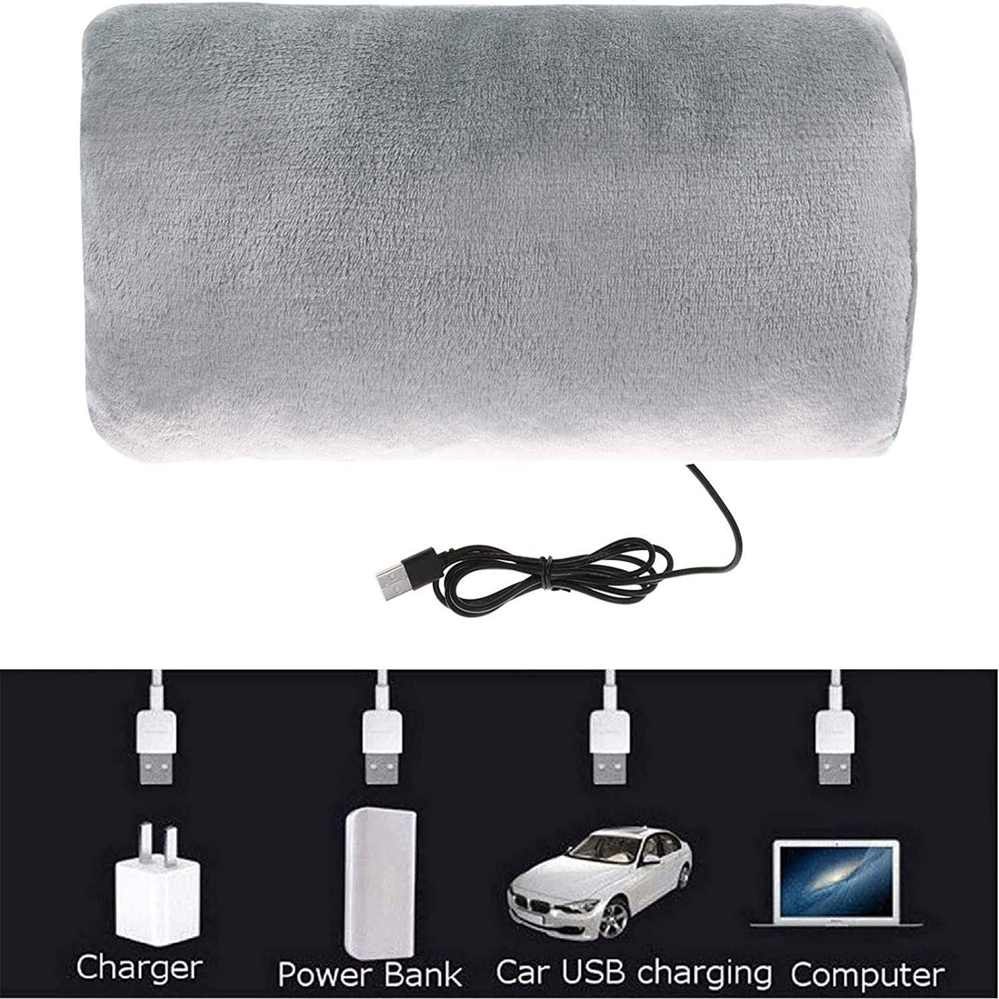 USB Heated Plush Hand Warmer Bag â€“ Electric Rechargeable Warm Hand Cushion, Soft Winter Heating Hand Muff, Portable USB Warm Hand Pad
