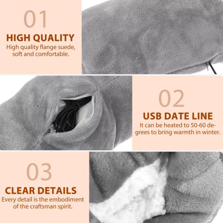 USB Heated Plush Hand Warmer Bag â€“ Electric Rechargeable Warm Hand Cushion, Soft Winter Heating Hand Muff, Portable USB Warm Hand Pad
