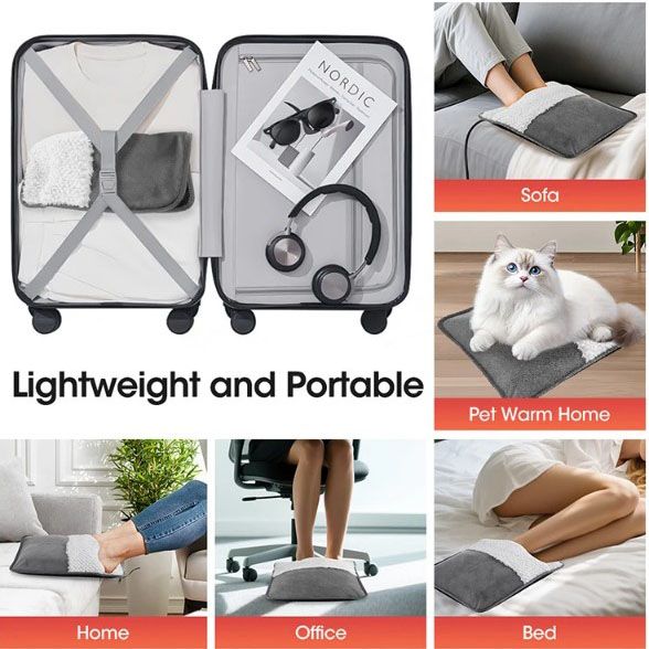 USB Heated Electric Foot Warmer Mat â€“ 30Ã—30cm Plush Heating Shoe Pad, Winter Warm Foot Warmer, Portable USB Electric Heated Foot Cushion for Home & Office