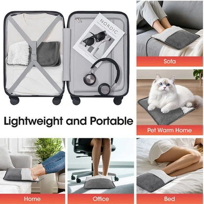 USB Heated Electric Foot Warmer Mat â€“ 30Ã—30cm Plush Heating Shoe Pad, Winter Warm Foot Warmer, Portable USB Electric Heated Foot Cushion for Home & Office