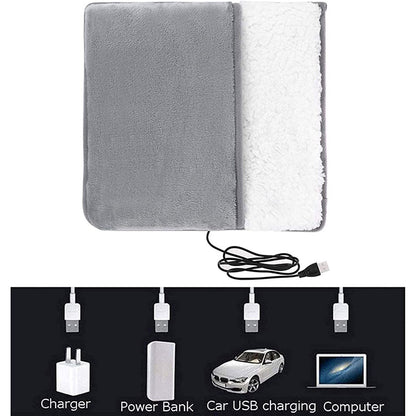 USB Heated Electric Foot Warmer Mat â€“ 30Ã—30cm Plush Heating Shoe Pad, Winter Warm Foot Warmer, Portable USB Electric Heated Foot Cushion for Home & Office