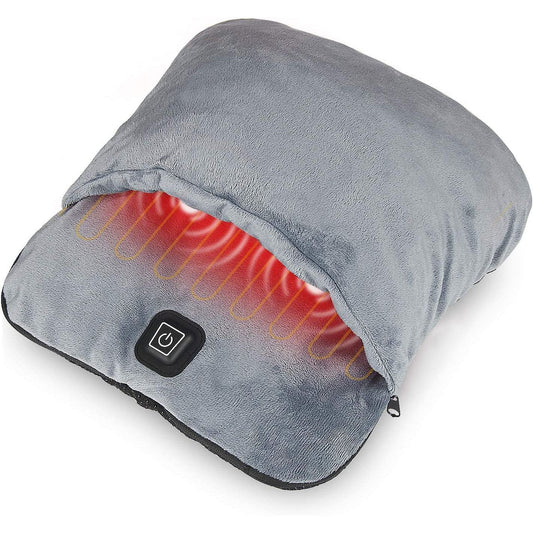 USB Heated Foot Warmer Electric Foot Heating and Vibration Massage Plush USB Powered Winter Foot Comfort Cushion for Home Office Car Travel Portable Warm Relaxation Support