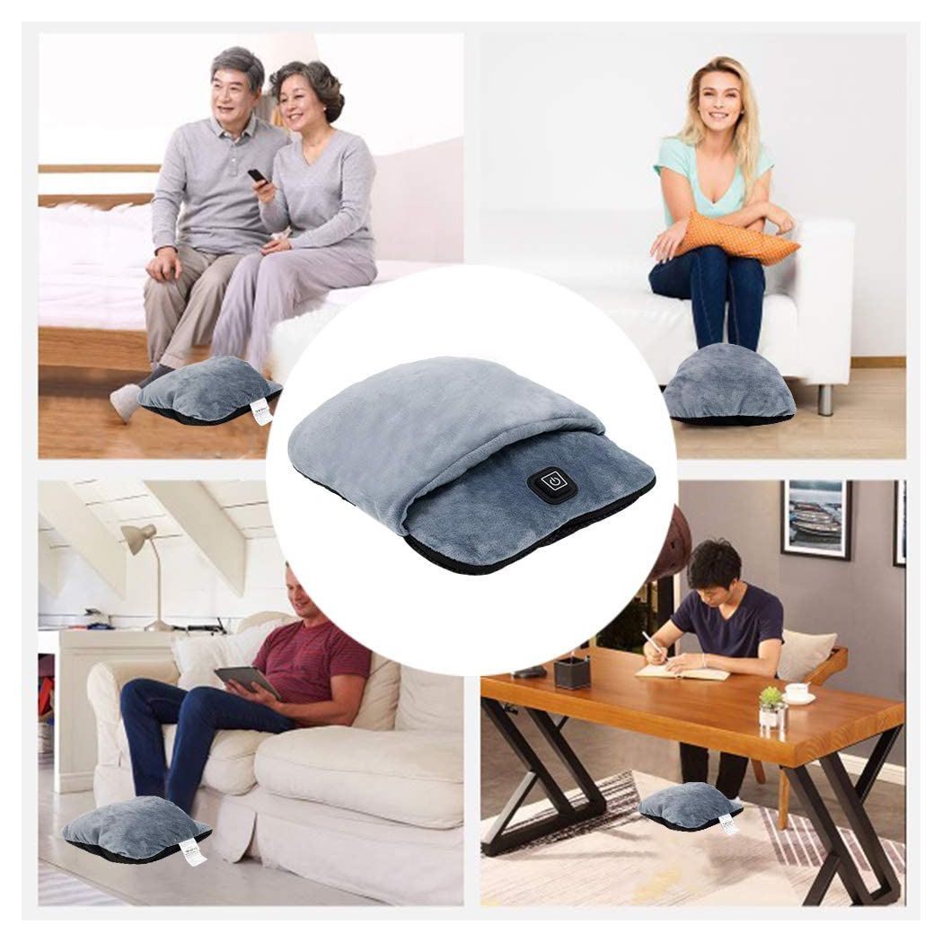USB Heated Foot Warmer Electric Foot Heating and Vibration Massage Plush USB Powered Winter Foot Comfort Cushion for Home Office Car Travel Portable Warm Relaxation Support