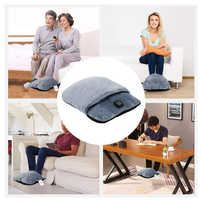 USB Heated Foot Warmer Electric Foot Heating and Vibration Massage Plush USB Powered Winter Foot Comfort Cushion for Home Office Car Travel Portable Warm Relaxation Support