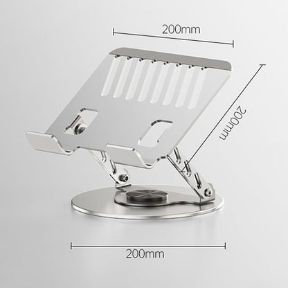 360 Degree Rotatable Laptop Stand Adjustable Aluminium Ergonomic Notebook Holder Small Size 20x20cm Height Angle Adjustable Desktop Cooling Riser for Office Home Study Workspace