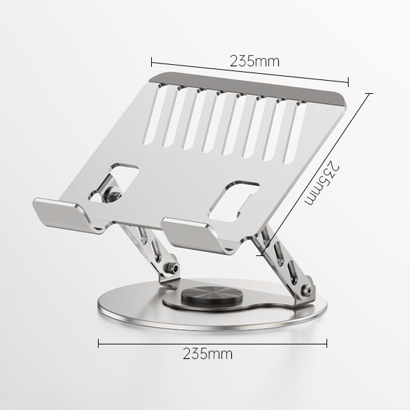 360 Degree Rotatable Laptop Stand Adjustable Aluminium Ergonomic Notebook Holder Small Size 23.5x23.5cm Height Angle Adjustable Desktop Cooling Riser for Office Home Study Workspace