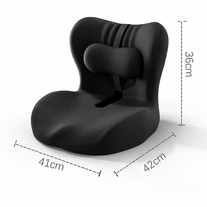 Ergonomic Memory Foam Seat Cushion with Black Support Integrated One Piece Design Pressure Relief Chair Cushion Black for Office Car Home Use