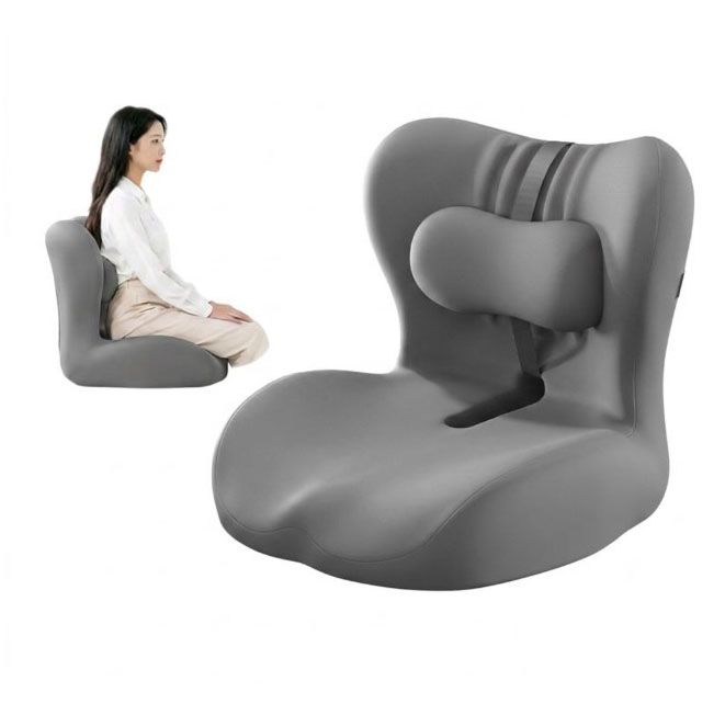 Ergonomic Memory Foam Seat Cushion with Gray Support Integrated One Piece Design Pressure Relief Chair Cushion Black for Office Car Home Use