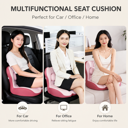 Ergonomic Memory Foam Seat Cushion with Gray Support Integrated One Piece Design Pressure Relief Chair Cushion Black for Office Car Home Use