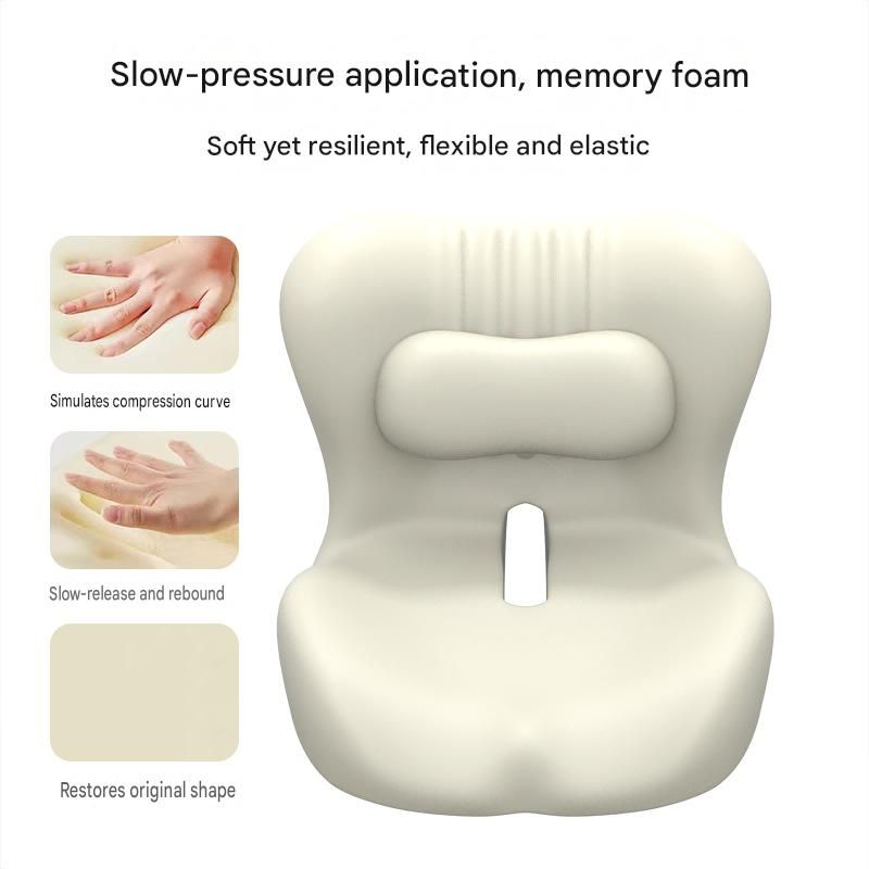 Ergonomic Memory Foam Seat Cushion with Gray Support Integrated One Piece Design Pressure Relief Chair Cushion Black for Office Car Home Use