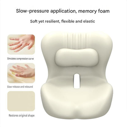 Ergonomic Memory Foam Seat Cushion with Gray Support Integrated One Piece Design Pressure Relief Chair Cushion Black for Office Car Home Use