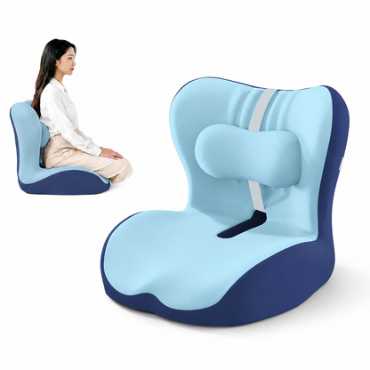 Ergonomic Memory Foam Seat Cushion with two-tone blue Support Integrated One Piece Design Pressure Relief Chair Cushion Black for Office Car Home Use