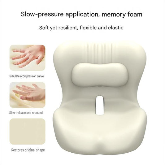 Ergonomic Memory Foam Seat Cushion with two-tone blue Support Integrated One Piece Design Pressure Relief Chair Cushion Black for Office Car Home Use