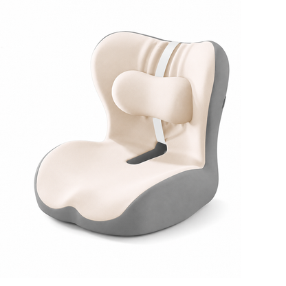 Ergonomic Memory Foam Seat Cushion with beige-gray Support Integrated One Piece Design Pressure Relief Chair Cushion Black for Office Car Home Use