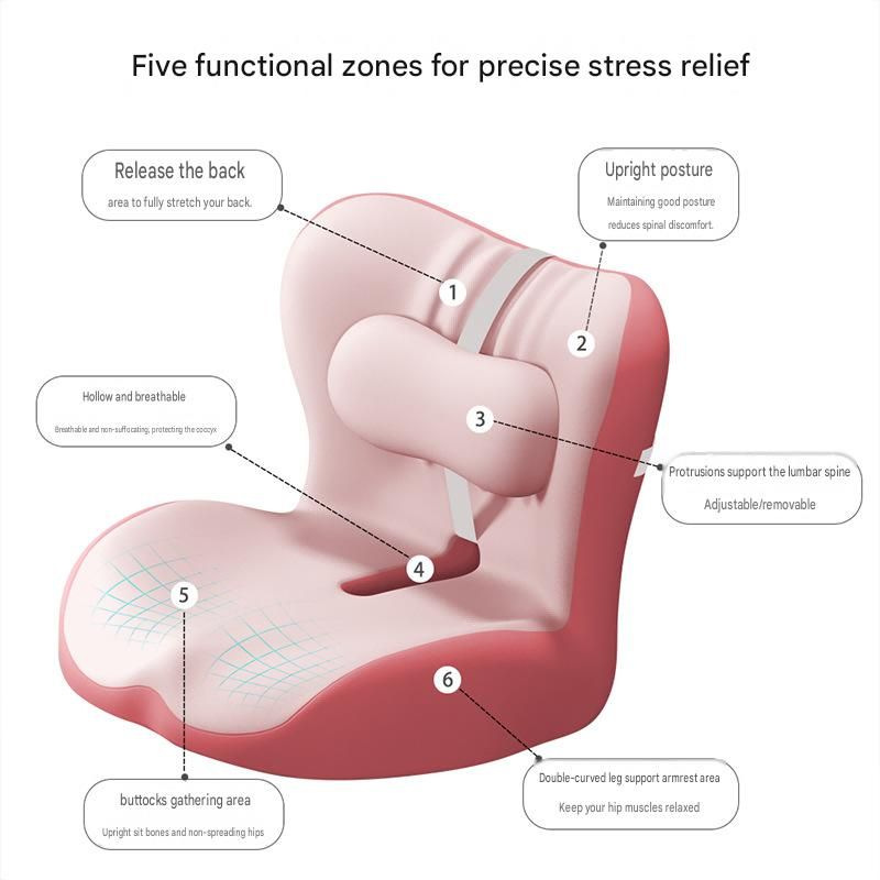 Ergonomic Memory Foam Seat Cushion with beige-gray Support Integrated One Piece Design Pressure Relief Chair Cushion Black for Office Car Home Use