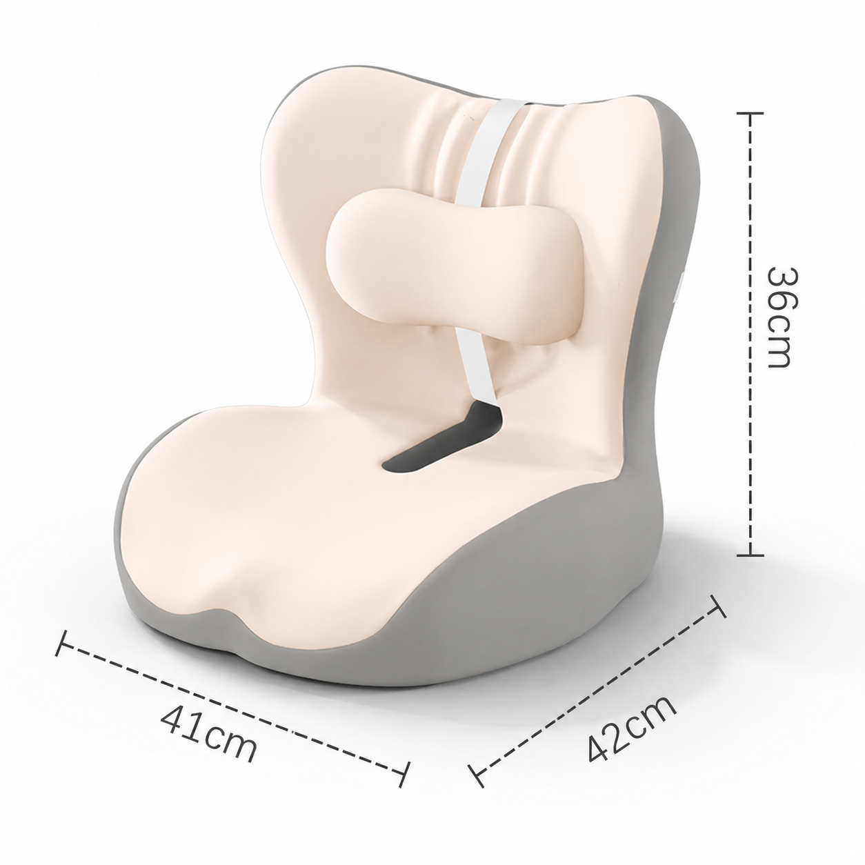 Ergonomic Memory Foam Seat Cushion with beige-gray Support Integrated One Piece Design Pressure Relief Chair Cushion Black for Office Car Home Use