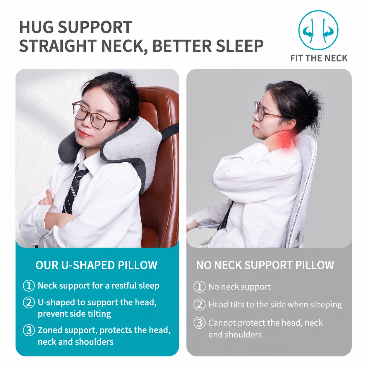 Ergonomic Car Neck Pillow Memory Foam Headrest Cushion (Grey Mint Green) Adjustable Strap Breathable Neck Support Car Seat Travel Comfort Accessories