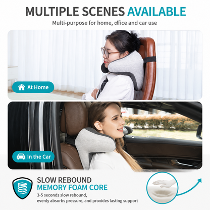 Ergonomic Car Neck Pillow Memory Foam Headrest Cushion (Grey Mint Green) Adjustable Strap Breathable Neck Support Car Seat Travel Comfort Accessories