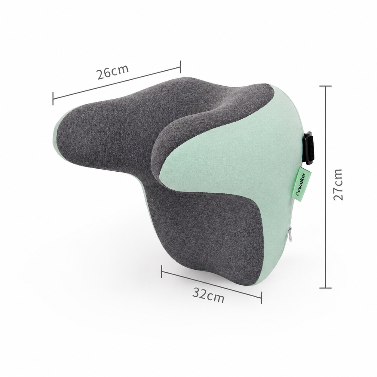 Ergonomic Car Neck Pillow Memory Foam Headrest Cushion (Grey Mint Green) Adjustable Strap Breathable Neck Support Car Seat Travel Comfort Accessories