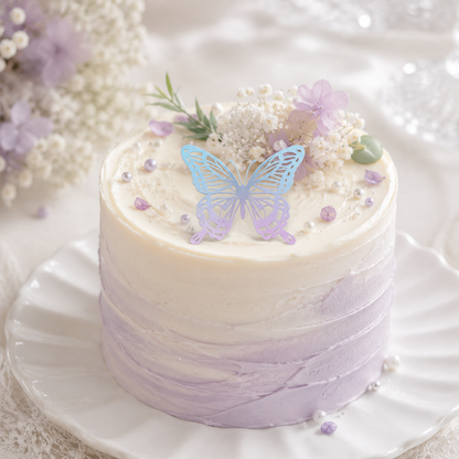 Color Butterfly Holographic Cake Stickers PET Seashell Gloss Butterfly Cake Decorations DIY Dessert Toppers Party Supplies 20pcs x 2 Packs