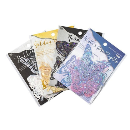 Color Butterfly Holographic Cake Stickers PET Seashell Gloss Butterfly Cake Decorations DIY Dessert Toppers Party Supplies 20pcs x 2 Packs