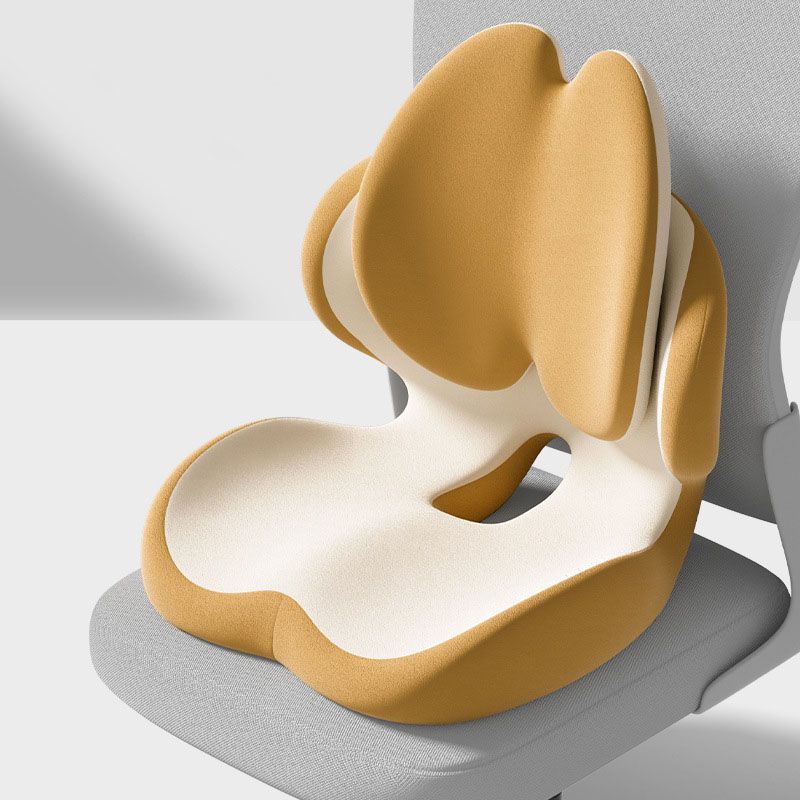 Yello Ergonomic Memory Foam Seat Cushion with Lumbar Support - Integrated Backrest Design, Breathable Hollow Core for Office and Car Use