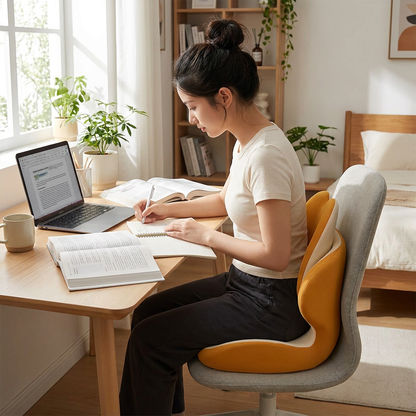 Yello Ergonomic Memory Foam Seat Cushion with Lumbar Support - Integrated Backrest Design, Breathable Hollow Core for Office and Car Use