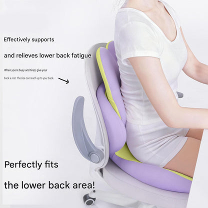 Purple Ergonomic Memory Foam Seat Cushion with Lumbar Support - Integrated Backrest Design, Breathable Hollow Core for Office and Car Use