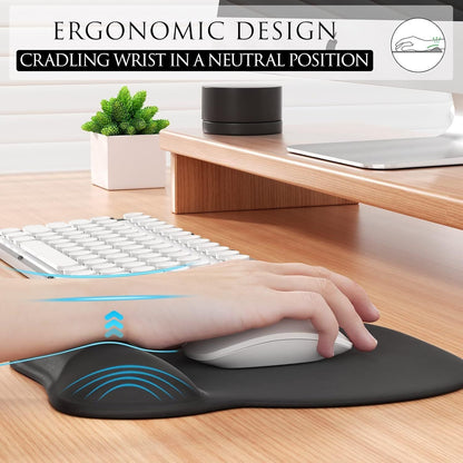 Black silicone wrist rest with 20-in-1 electronics cleaning kit - portable multi-functional brush set, ergonomic mouse pad, suitable for office and travel.