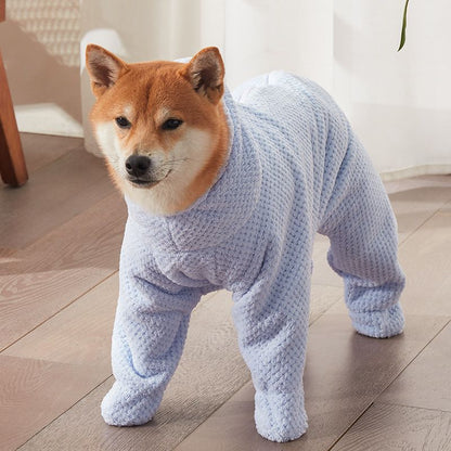 Pet Wearable Bathrobe Towel (Size XXL) - Quick-drying, absorbent full-body cover with hood and zipper, suitable for dog and cat grooming