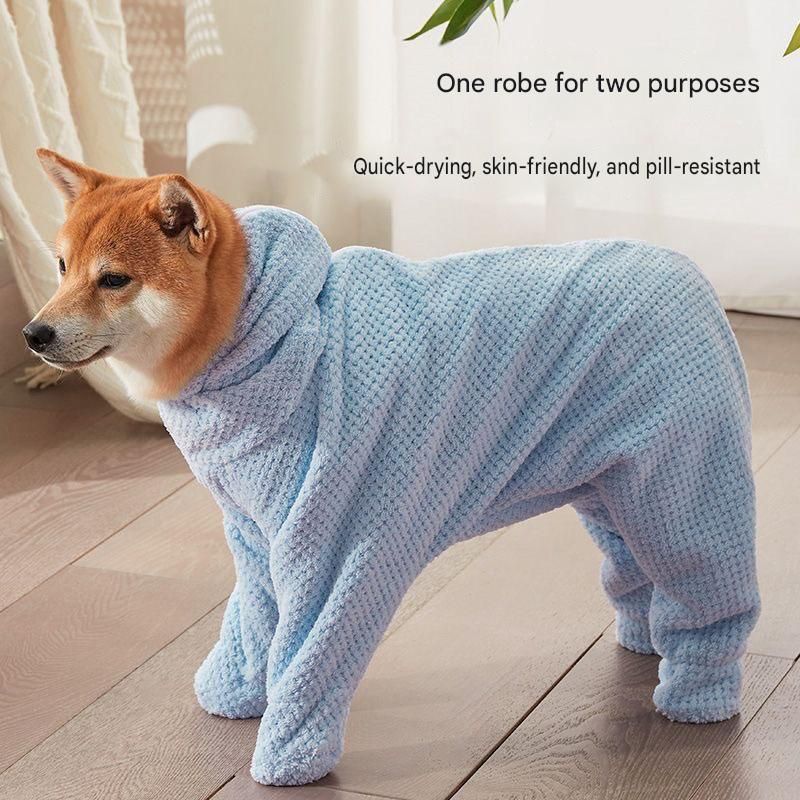 Pet Wearable Bathrobe Towel (Size XXXL) - Quick-drying, absorbent full-body cover with hood and zipper, suitable for dog and cat grooming