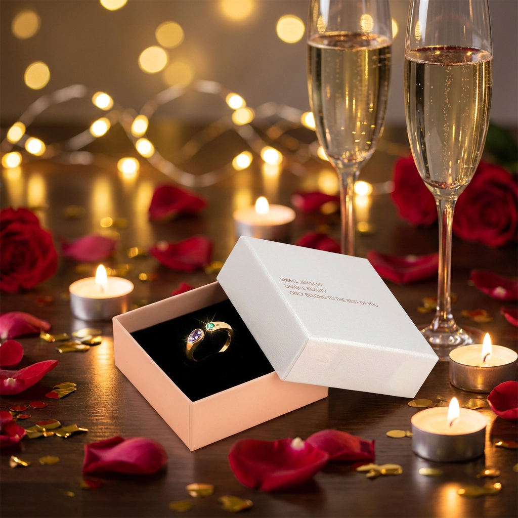 Adjustable Birthstone(February) Open Ring Set 18K Gold Plated Stainless Steel Minimalist Dainty Stackable Gemstone Rings Personalized Jewelry Gift Box Included Everyday Wear Gift