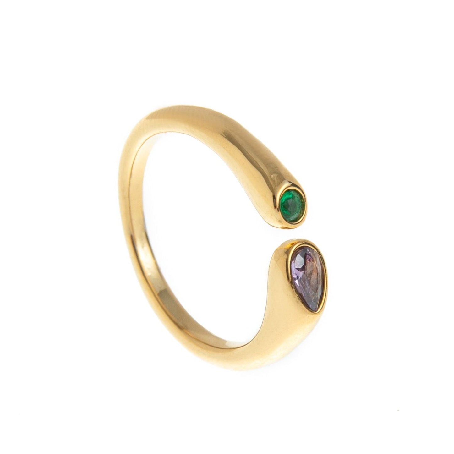 Adjustable Birthstone(February) Open Ring Set 18K Gold Plated Stainless Steel Minimalist Dainty Stackable Gemstone Rings Personalized Jewelry Gift Box Included Everyday Wear Gift