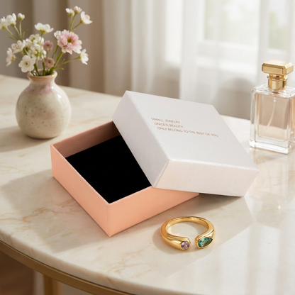Adjustable Birthstone(March) Open Ring Set 18K Gold Plated Stainless Steel Minimalist Dainty Stackable Gemstone Rings Personalized Jewelry Gift Box Included Everyday Wear Gift