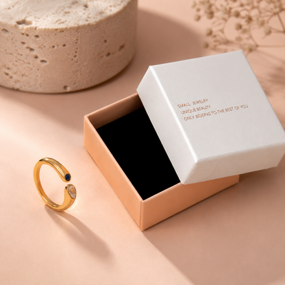 Adjustable Birthstone(April) Open Ring Set 18K Gold Plated Stainless Steel Minimalist Dainty Stackable Gemstone Rings Personalized Jewelry Gift Box Included Everyday Wear Gift