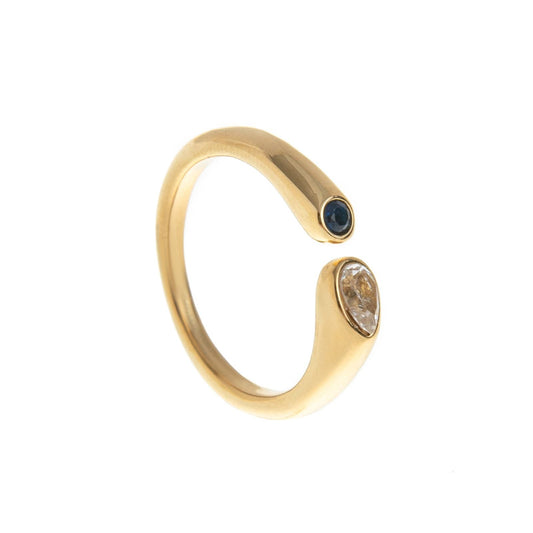 Adjustable Birthstone(April) Open Ring Set 18K Gold Plated Stainless Steel Minimalist Dainty Stackable Gemstone Rings Personalized Jewelry Gift Box Included Everyday Wear Gift
