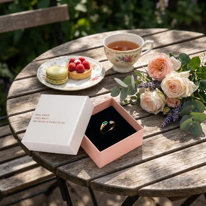 Adjustable Birthstone(May) Open Ring Set 18K Gold Plated Stainless Steel Minimalist Dainty Stackable Gemstone Rings Personalized Jewelry Gift Box Included Everyday Wear Gift