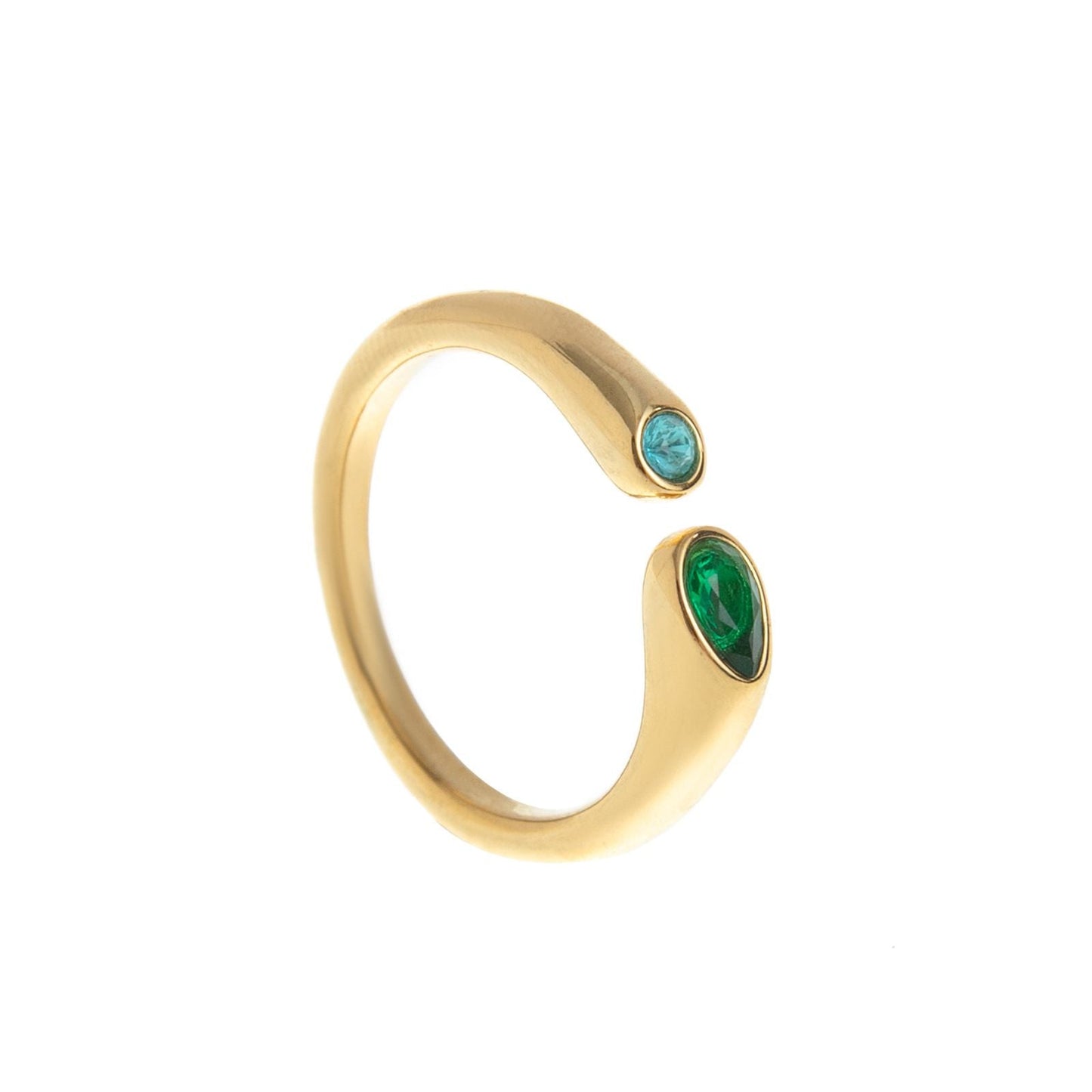 Adjustable Birthstone(May) Open Ring Set 18K Gold Plated Stainless Steel Minimalist Dainty Stackable Gemstone Rings Personalized Jewelry Gift Box Included Everyday Wear Gift