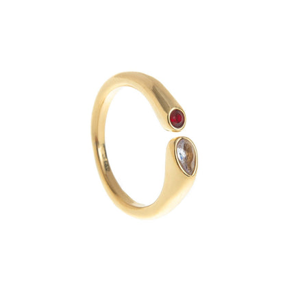 Adjustable Birthstone(June) Open Ring Set 18K Gold Plated Stainless Steel Minimalist Dainty Stackable Gemstone Rings Personalized Jewelry Gift Box Included Everyday Wear Gift